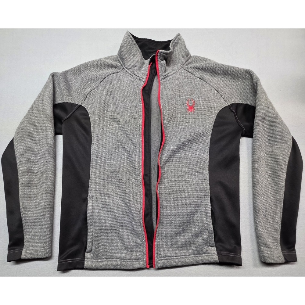 Spyder Jacket Mens Large Gray and Black with Red Details Lightweight *No Zipper*